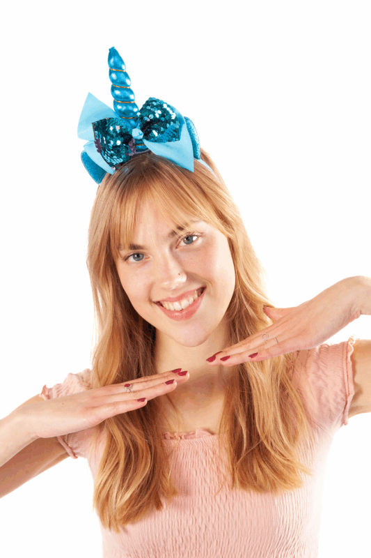 Eenhoorn Haarband Strik Blauw Lila Pailletten Diadeem Unicorn 4