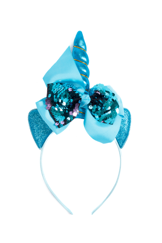 Eenhoorn Haarband Strik Blauw Lila Pailletten Diadeem Unicorn