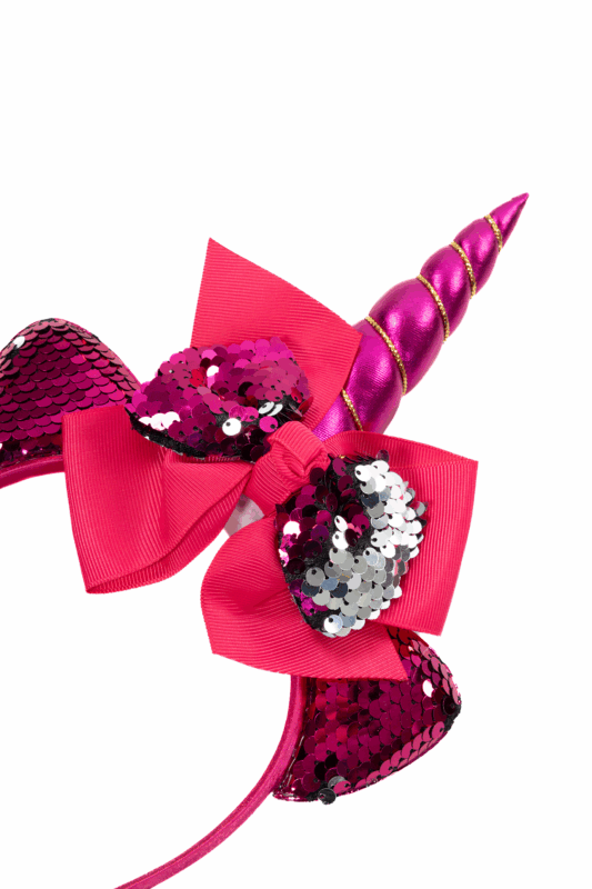 Eenhoorn Haarband Strik Fuchsia Pailletten Diadeem Unicorn 2