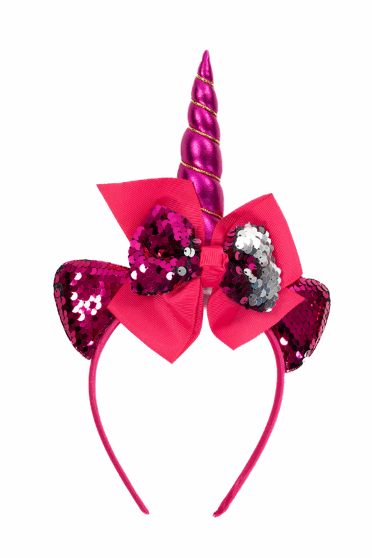 Eenhoorn Haarband Strik Fuchsia Pailletten Diadeem Unicorn