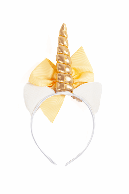 Eenhoorn Haarband Strik Goud Wit Pailletten Diadeem Unicorn 1