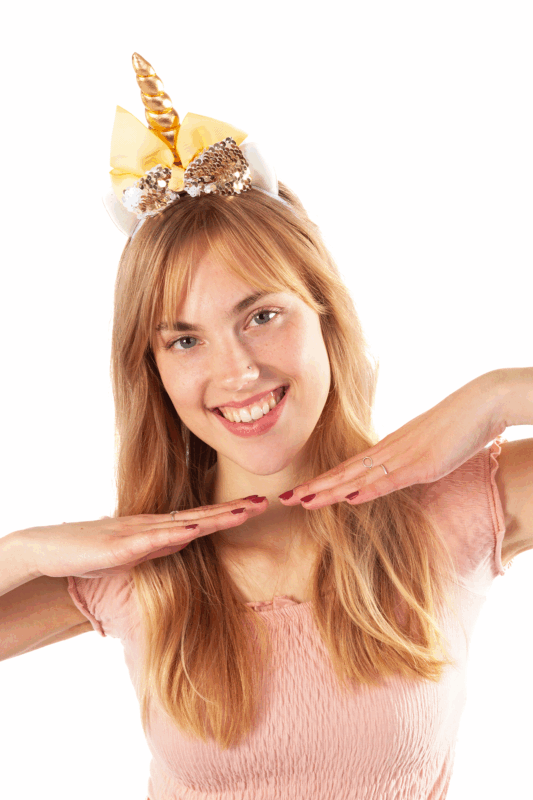 Eenhoorn Haarband Strik Goud Wit Pailletten Diadeem Unicorn 4