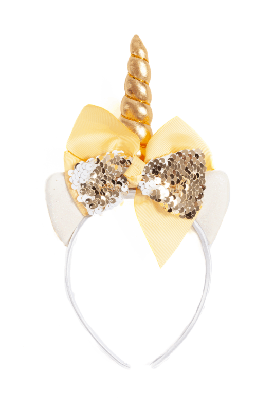 Eenhoorn Haarband Strik Goud Wit Pailletten Diadeem Unicorn