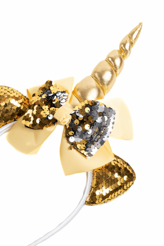 Eenhoorn Haarband Strik Goud Zilver Pailletten Diadeem Unicorn 2