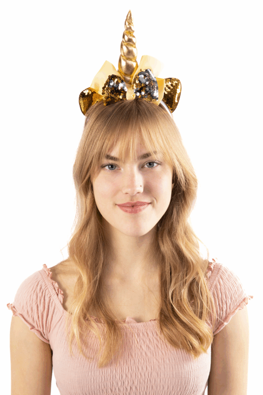 Eenhoorn Haarband Strik Goud Zilver Pailletten Diadeem Unicorn 3