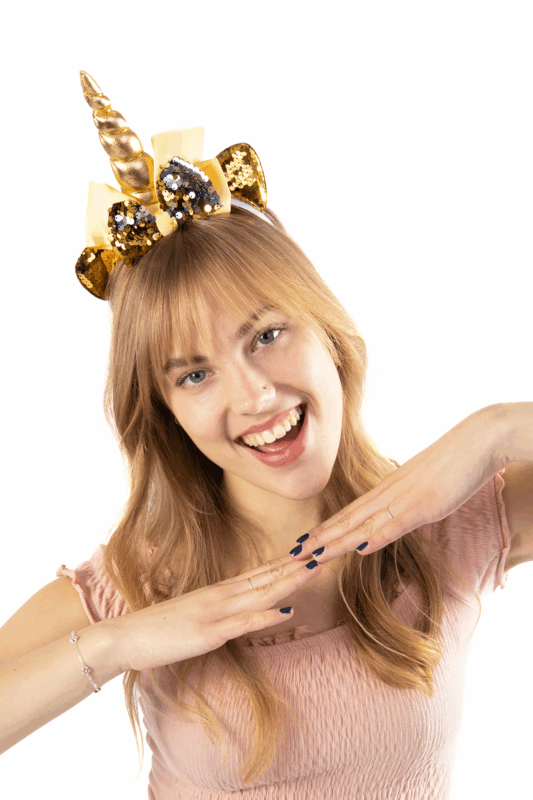 Eenhoorn Haarband Strik Goud Zilver Pailletten Diadeem Unicorn 4