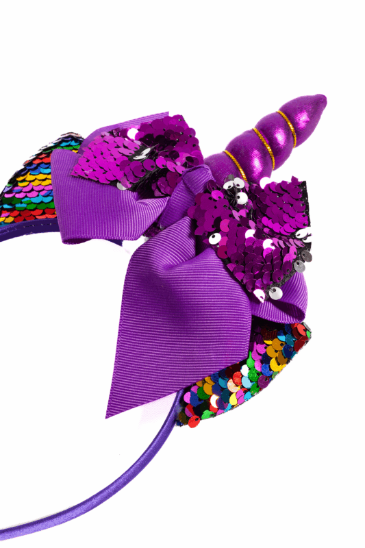 Eenhoorn Haarband Strik Paars Pailletten Diadeem Unicorn 2