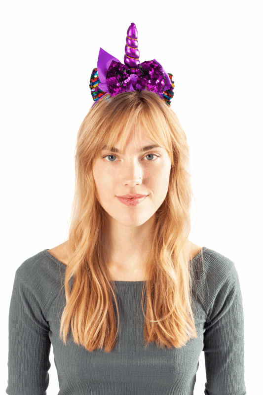 Eenhoorn Haarband Strik Paars Pailletten Diadeem Unicorn 3