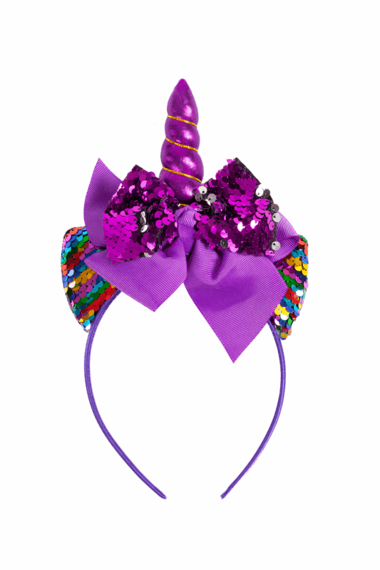 Eenhoorn Haarband Strik Paars Pailletten Diadeem Unicorn