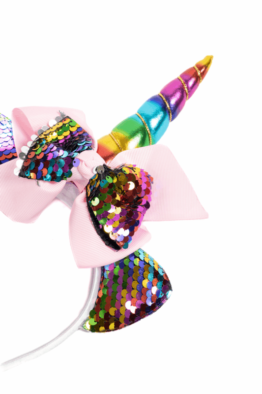 Eenhoorn Haarband Strik Regenboog Pailletten Diadeem Unicorn 2