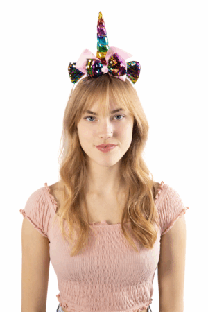 Eenhoorn Haarband Strik Regenboog Pailletten Diadeem Unicorn 3