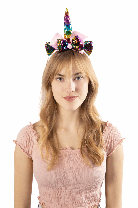 Eenhoorn Haarband Strik Regenboog Pailletten Diadeem Unicorn 3