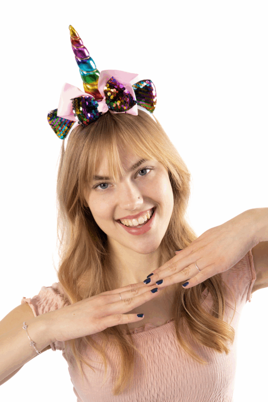 Eenhoorn Haarband Strik Regenboog Pailletten Diadeem Unicorn 4