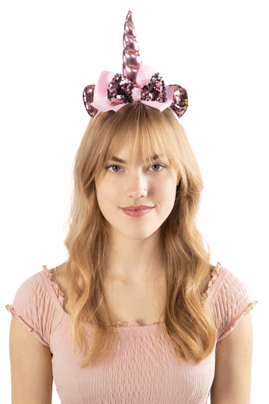 Eenhoorn Haarband Strik Roze Pailletten Diadeem Unicorn 3