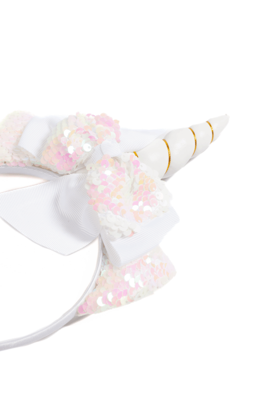 Eenhoorn Haarband Strik Wit Roze Pailletten Diadeem Unicorn 2