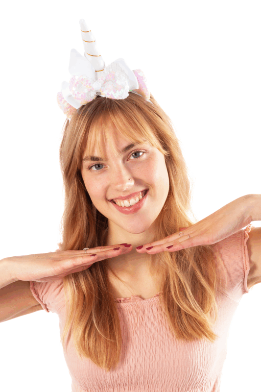 Eenhoorn Haarband Strik Wit Roze Pailletten Diadeem Unicorn 4