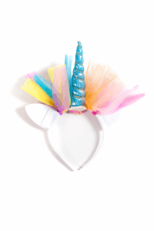 Eenhoorn Haarband Tule Blauw Regenboog Diadeem Unicorn 1