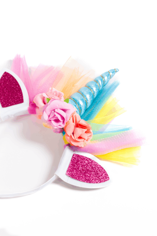 Eenhoorn Haarband Tule Blauw Regenboog Diadeem Unicorn 2