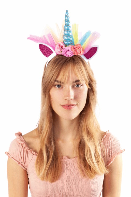 Eenhoorn Haarband Tule Blauw Regenboog Diadeem Unicorn 3