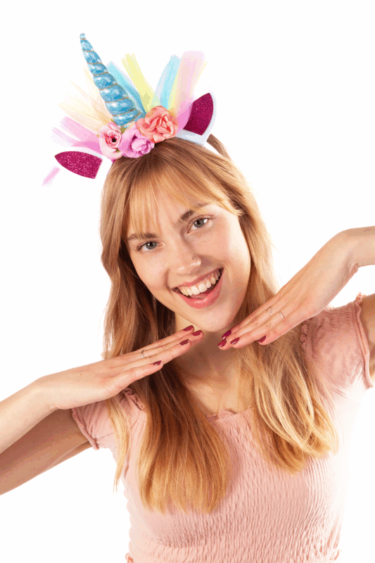 Eenhoorn Haarband Tule Blauw Regenboog Diadeem Unicorn 4