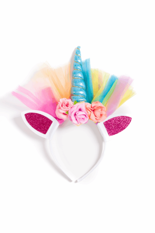 Eenhoorn Haarband Tule Blauw Regenboog Diadeem Unicorn