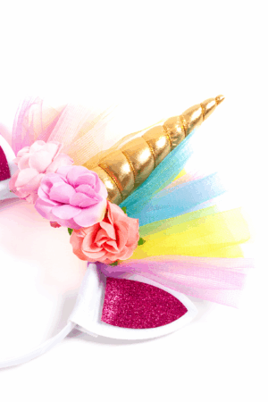 Eenhoorn Haarband Tule Goud Regenboog Diadeem Unicorn 2
