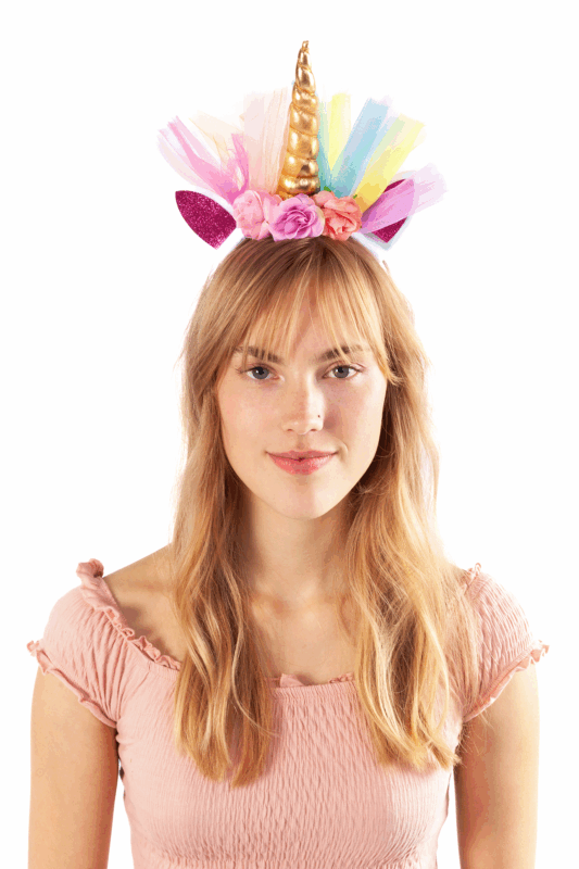 Eenhoorn Haarband Tule Goud Regenboog Diadeem Unicorn 3