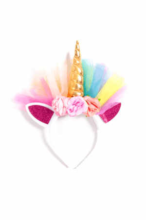 Eenhoorn Haarband Tule Goud Regenboog Diadeem Unicorn