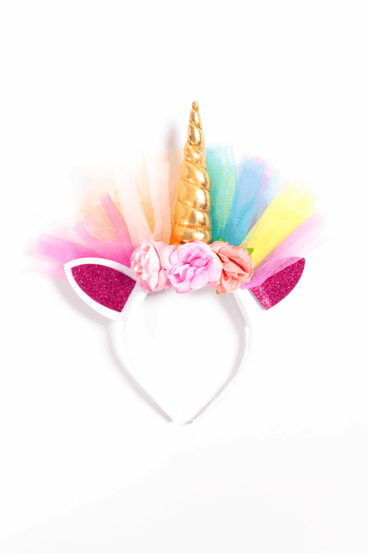 Eenhoorn Haarband Tule Goud Regenboog Diadeem Unicorn