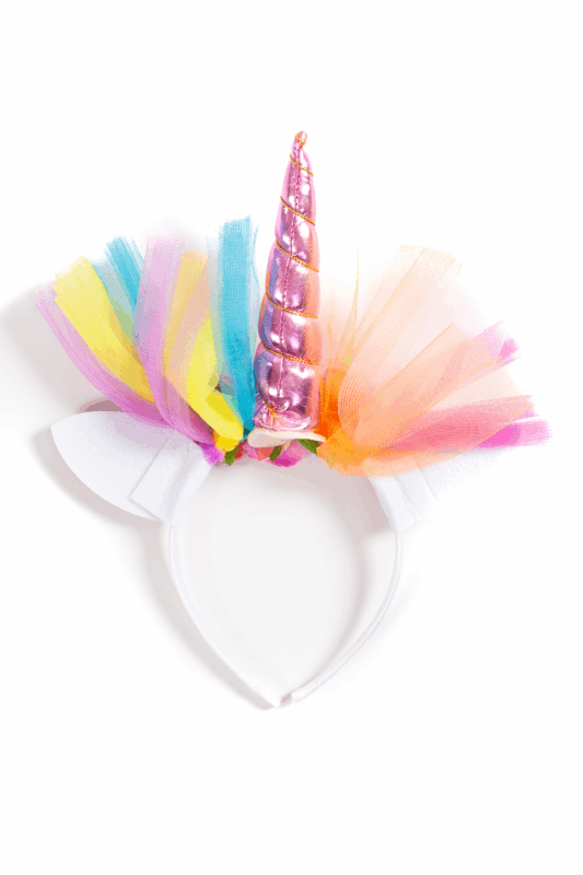 Eenhoorn Haarband Tule Roze Regenboog Diadeem Unicorn 1