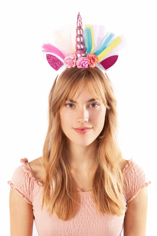 Eenhoorn Haarband Tule Roze Regenboog Diadeem Unicorn 3