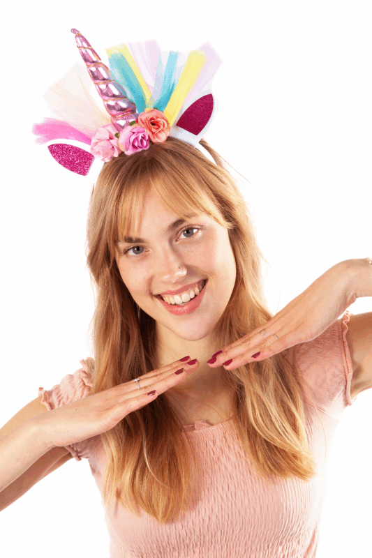 Eenhoorn Haarband Tule Roze Regenboog Diadeem Unicorn 4