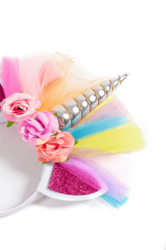 Eenhoorn Haarband Tule Zilver Regenboog Diadeem Unicorn 2