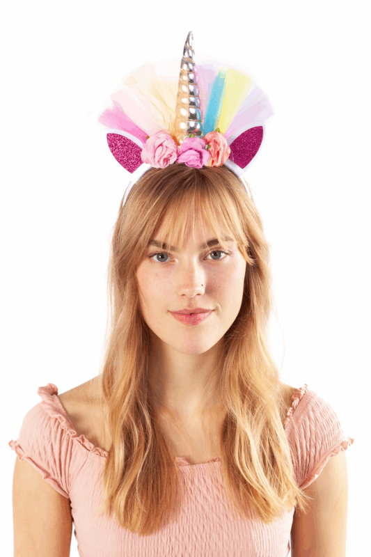 Eenhoorn Haarband Tule Zilver Regenboog Diadeem Unicorn 3