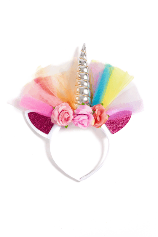 Eenhoorn Haarband Tule Zilver Regenboog Diadeem Unicorn