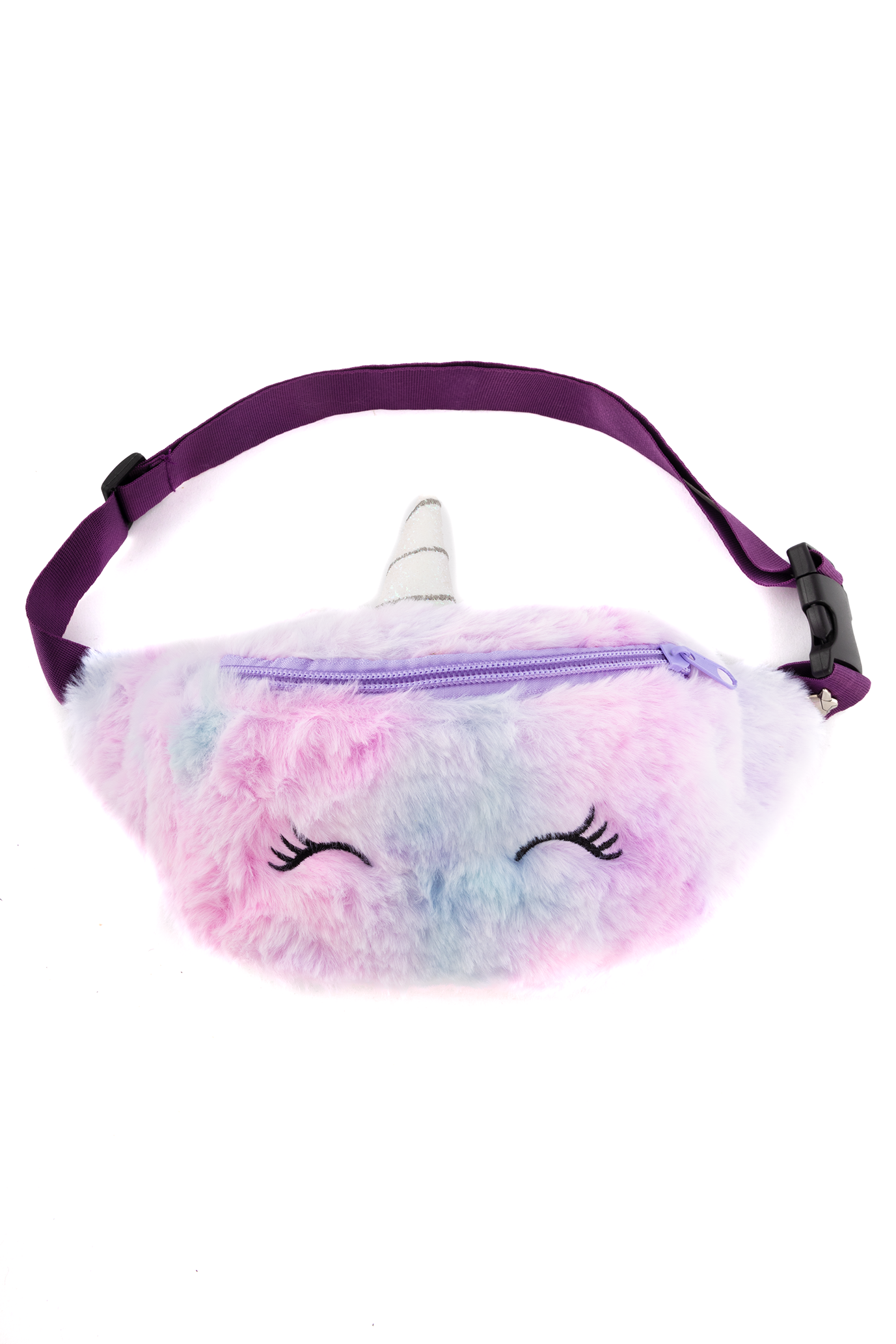 Eenhoorn Heuptas Donkerpaars Wimpers Hoorn Unicorn Pluche 1