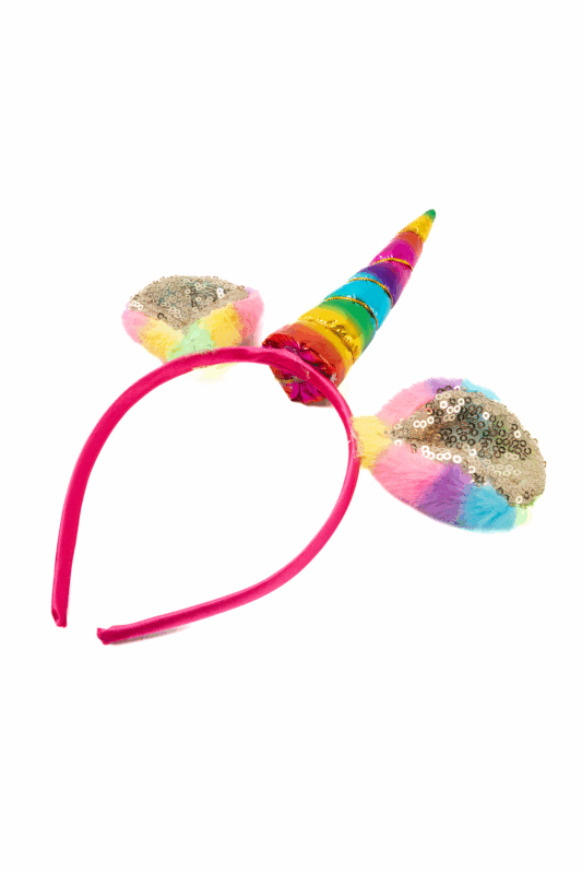 Eenhoorn Unicorn Haarband Regenboog Pluche Goud Pailletten 1