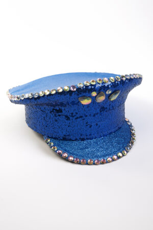 Festival Kapiteinspet Blauw Glitters Pailletten Sequin