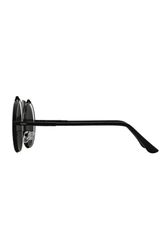 Flip up ronde zonnebril zwart steampunk