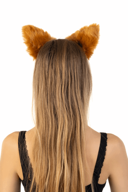 Furry Grote Oren Haarband Bruin Oranje Kat Poes Vos Diadeem 2