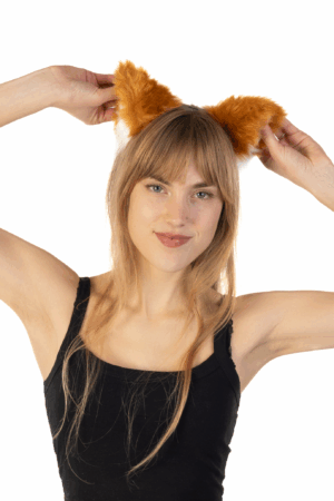 Furry Grote Oren Haarband Bruin Oranje Kat Poes Vos Diadeem 3