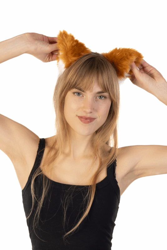 Furry Grote Oren Haarband Bruin Oranje Kat Poes Vos Diadeem 3