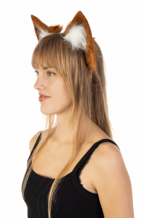 Furry Grote Oren Haarband Bruin Wit Kat Poes Vos Diadeem 1