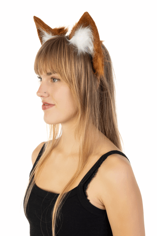 Furry Grote Oren Haarband Bruin Wit Kat Poes Vos Diadeem 1