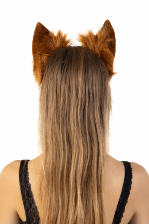 Furry Grote Oren Haarband Bruin Wit Kat Poes Vos Diadeem 2