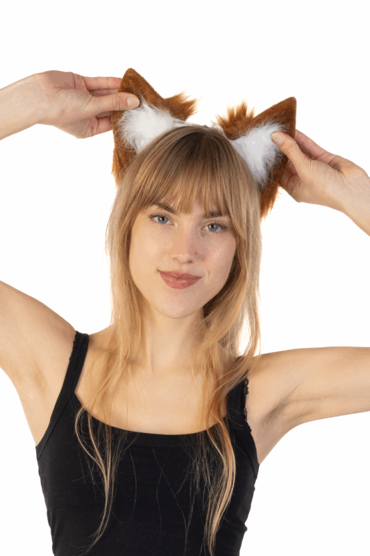 Furry Grote Oren Haarband Bruin Wit Kat Poes Vos Diadeem 3