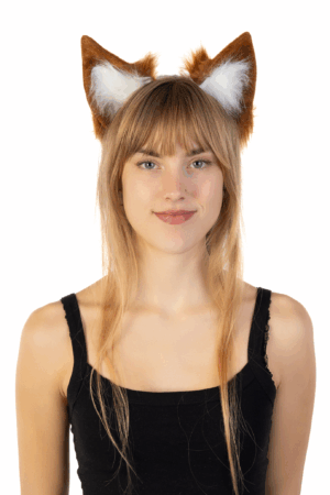 Furry Grote Oren Haarband Bruin Wit Kat Poes Vos Diadeem