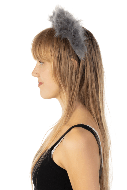Furry Grote Oren Haarband Grijs Kat Poes Vos Diadeem 2