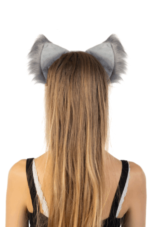 Furry Grote Oren Haarband Grijs Kat Poes Vos Diadeem 3