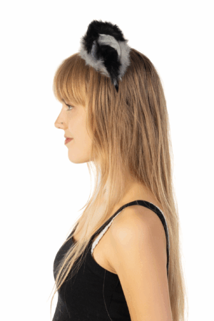 Furry Grote Oren Haarband Grijs Zwart Kat Poes Vos Diadeem 2